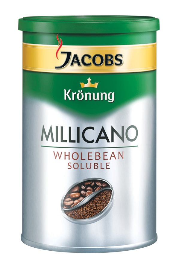 Jacobs Krönung vám představuje novou generaci rozpustné kávy Millicano - spojení jednoduchosti přípravy rozpustné kávy a plnou chuť a vůni kávy mleté, které je dosaženo díky přídavku velmi jemně mletých kávových zrn. Jednoduchá příprava a úžasně plná chuť