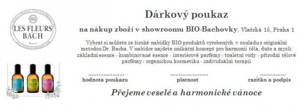 DÁRKOVÝ POUKAZ v hodnotě dle vašeho výběru www.bio-bachovky.cz